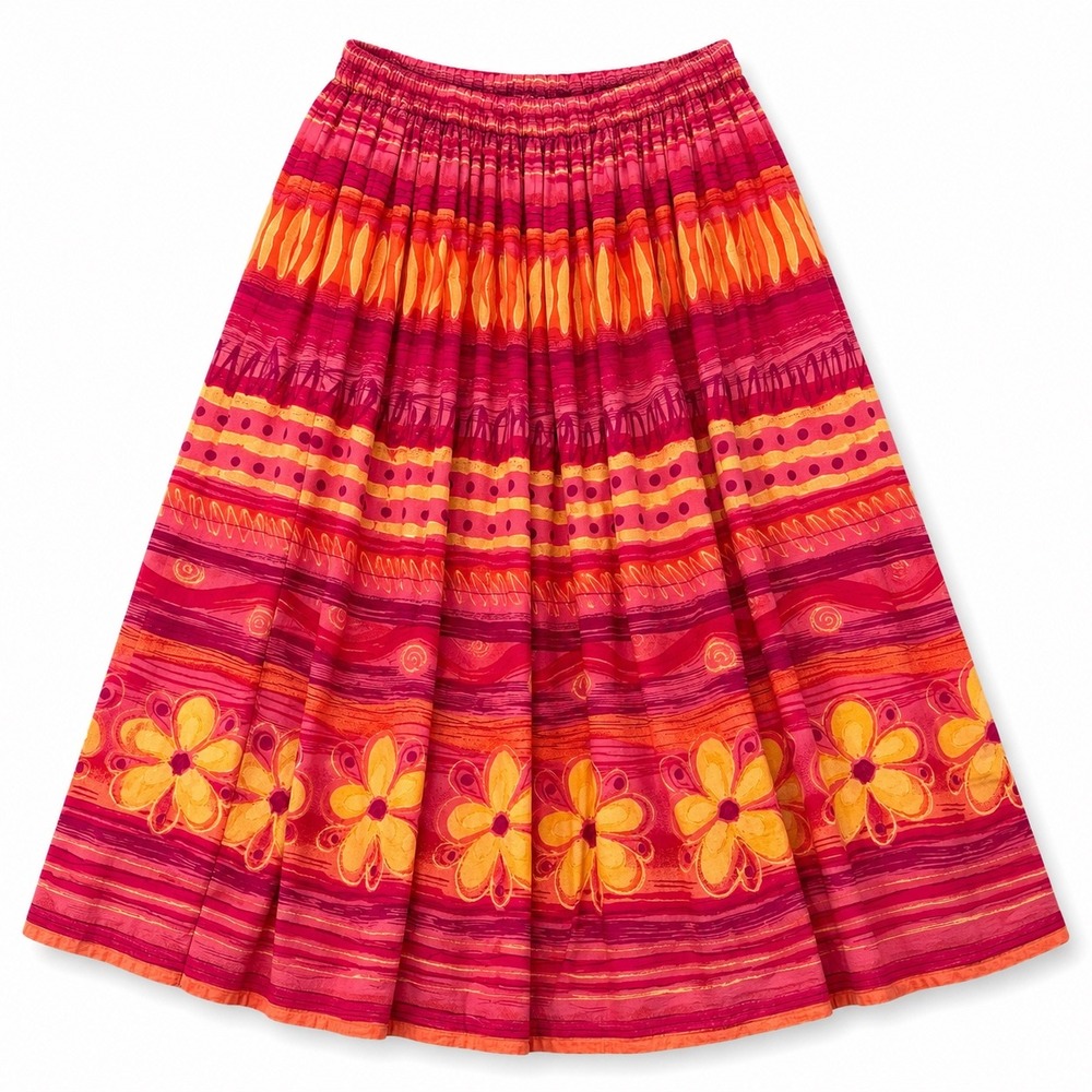 Le Mieux Studio Womens Floral Geometric Midi Skirt One Size India Vintage‎ Boho